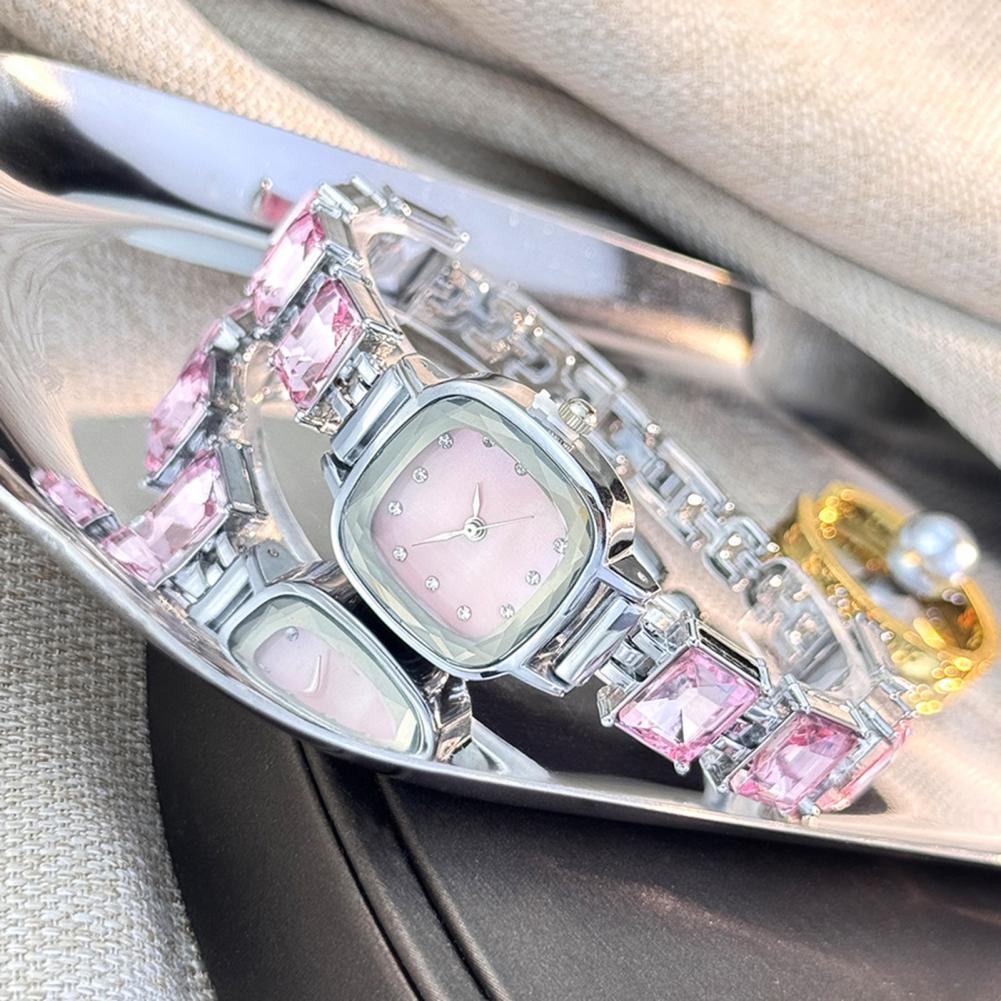 Jewelry Watches Women - Błyszczący zegarek na bransolecie z kwadratową