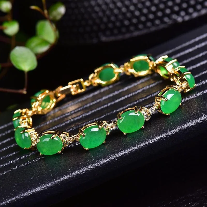 Jewelry & Watches Sp Z Oo Janów Lubelski - Naturalny zielony jadeitowy agat miłość bransoletka