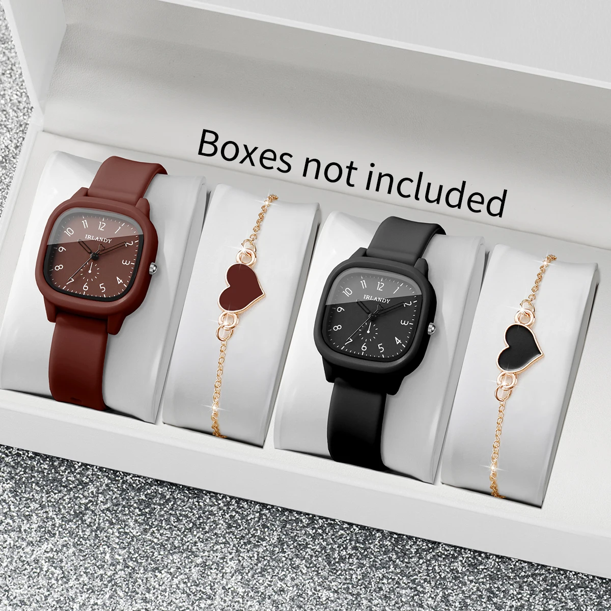 Jewelry Watches Women - 4 sztuki: modny, kwadratowy zegarek damski