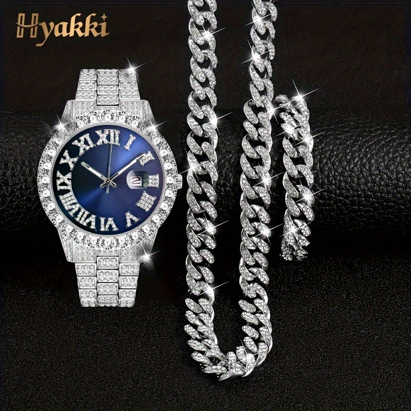 Icebox Jewelry Watches - Modny srebrny zestaw niebieski zegarek pudełko