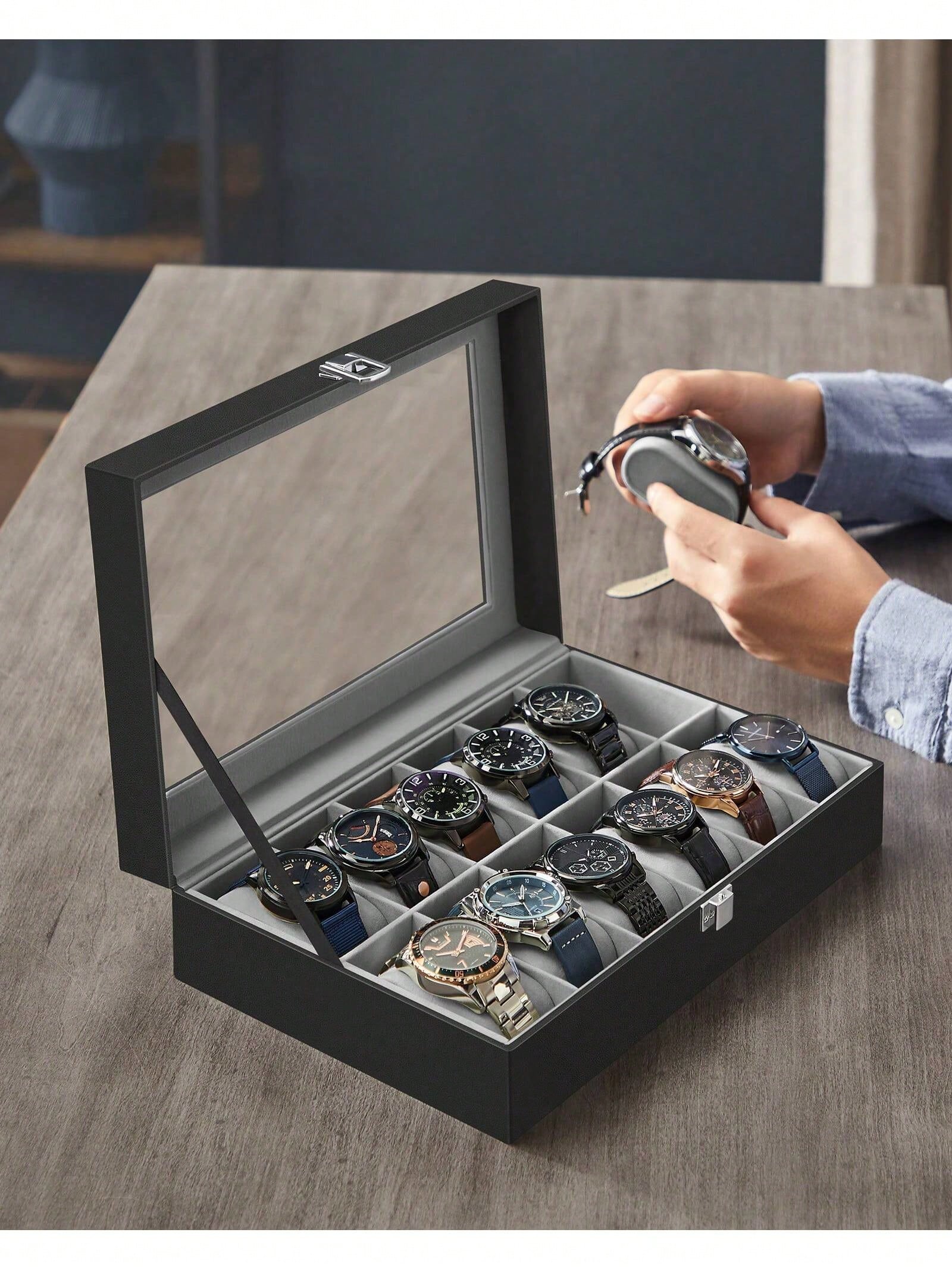 Pudełko na zegarki z 12 przegr – Jewelry Box Watches Bracelets recenzja i cena